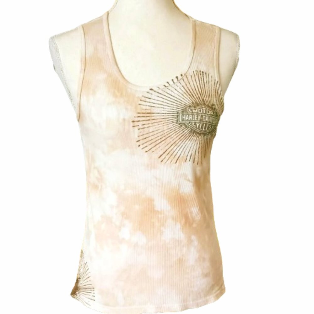 Harley Davidson Tie Dye Tank Top L Sunburst Logo Nags Head North Carolina